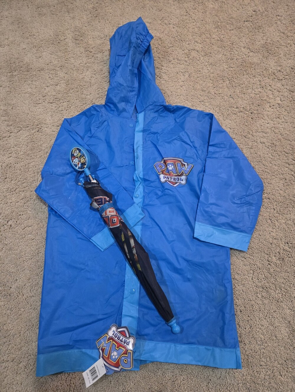 Paw Patrol Blue Kids Raincoat with Umbrella Set By Nickelodeon, Size Small / 8
